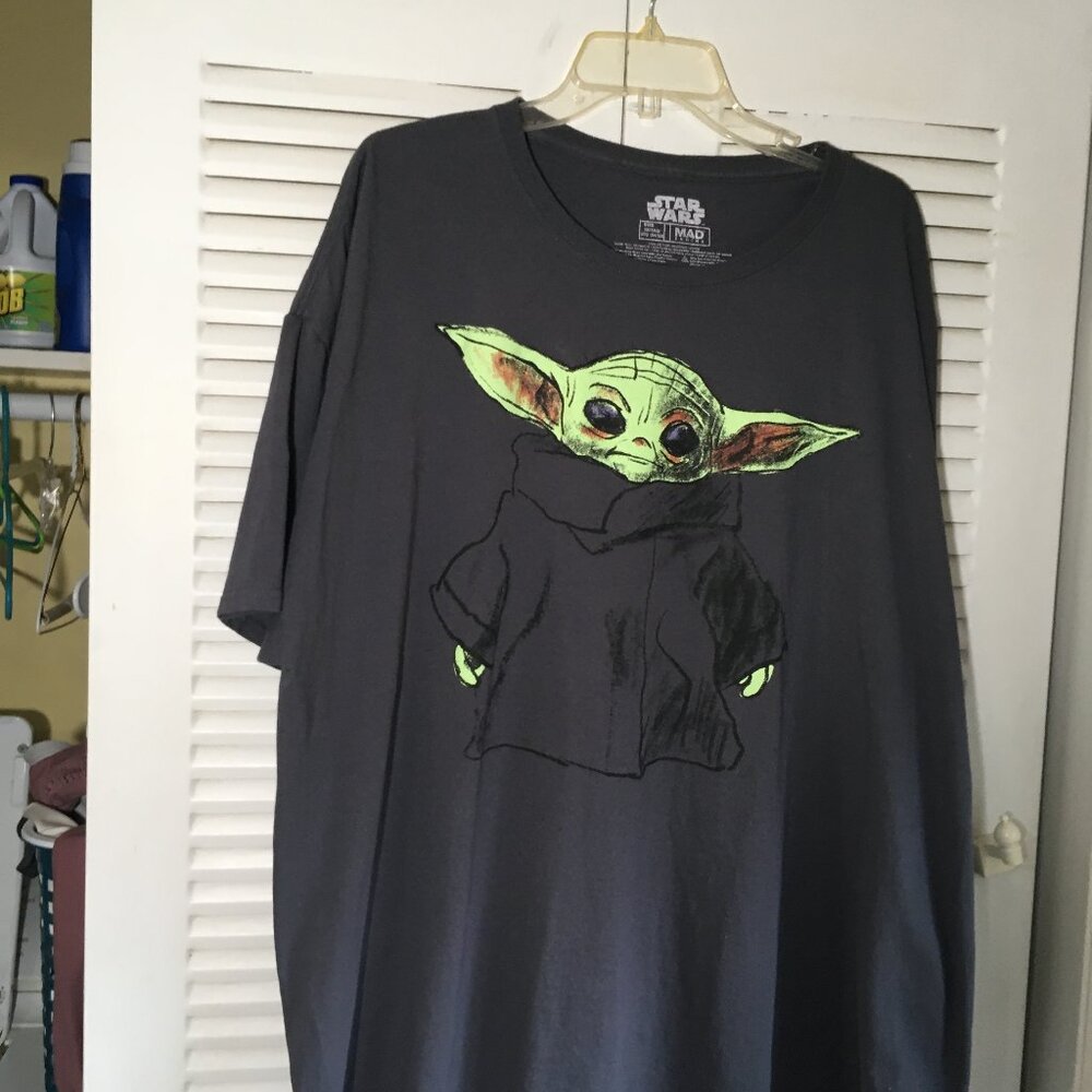 Star Wars Mad Engine Baby Yoda Graphic T-Shirt 3x Large Gray 100% Cotton Mens